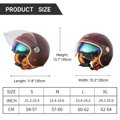 Retro Jet 3/4 Helmet – Open Face Dual Visor DOT/ECE Approved | meowbutter — photo 3