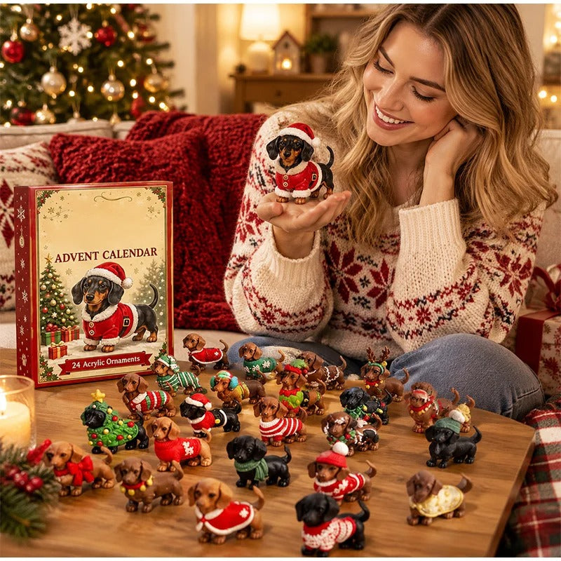 New 2026 Christmas Advent Calendar 24 Days Countdown Calendar 3D Cute Dog Dachshund Ornament Christmas Decoration Gift Calendar — photo 5