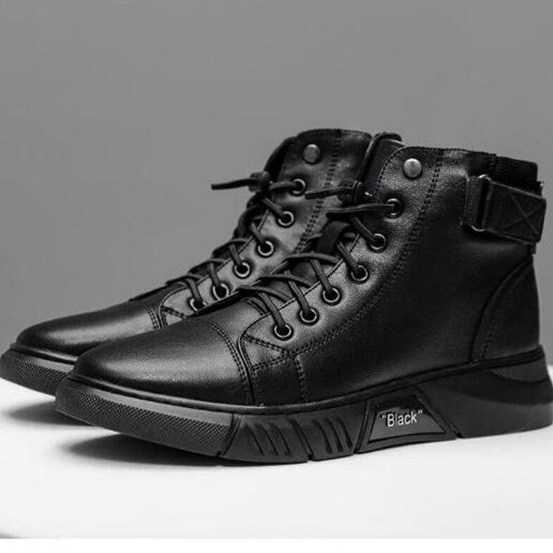 Black Casual Versatile Men's Leather Ankle Boots — photo 16