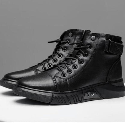 Black Casual Versatile Men's Leather Ankle Boots — photo 16