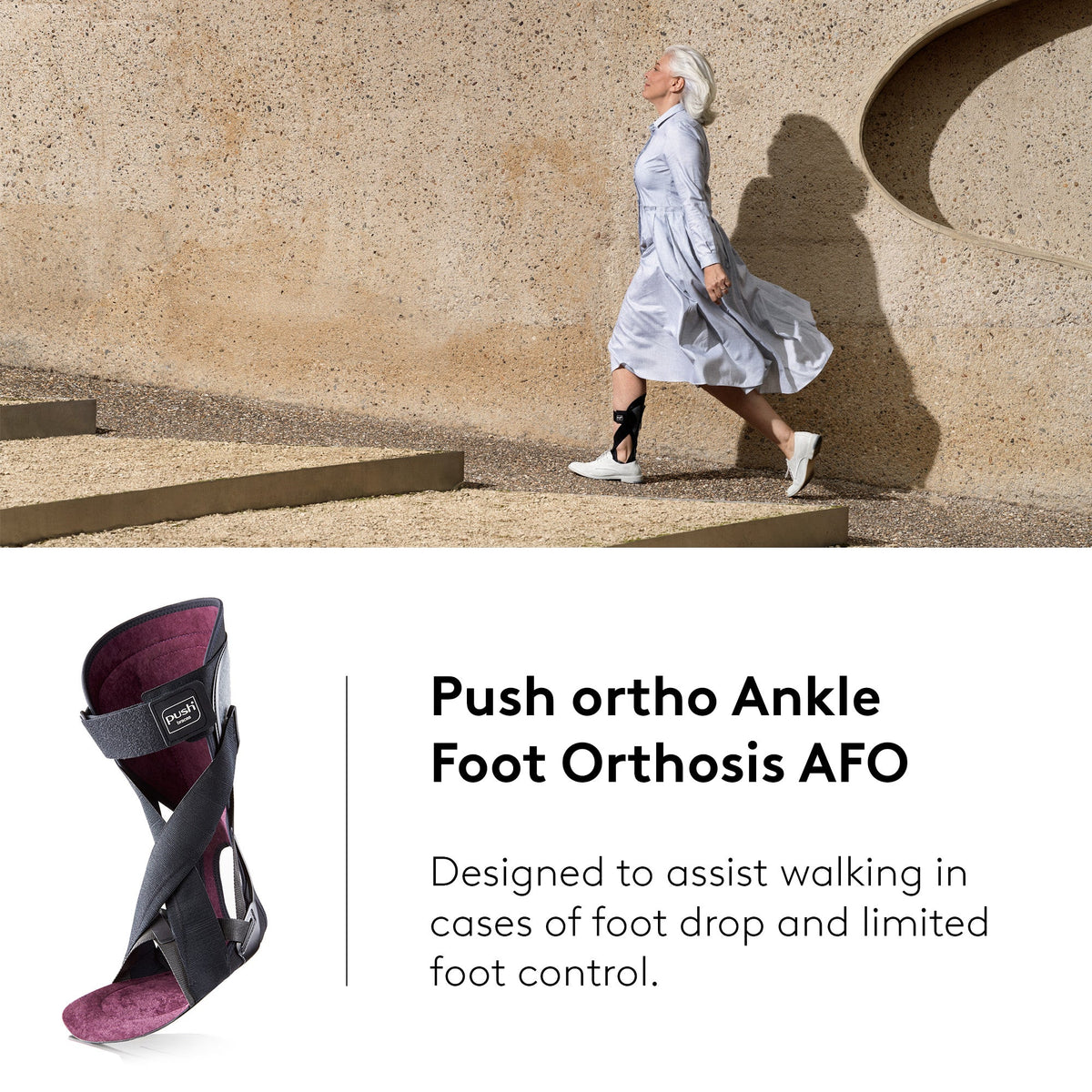 Push Ortho AFO Ankle Foot Orthosis – Lightweight Drop Foot Support Brace for Walking & Rehabilitation — photo 2