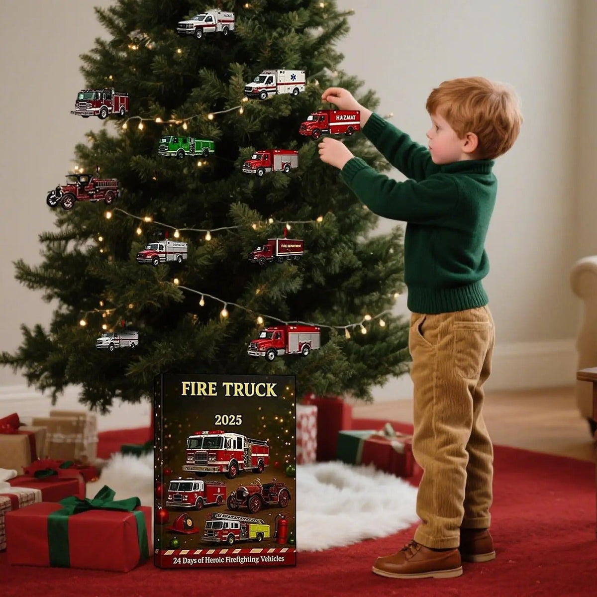Fire Truck Advent Calendar 2025 – 24-Day Firefighting Vehicle Acrylic Ornaments — photo 3