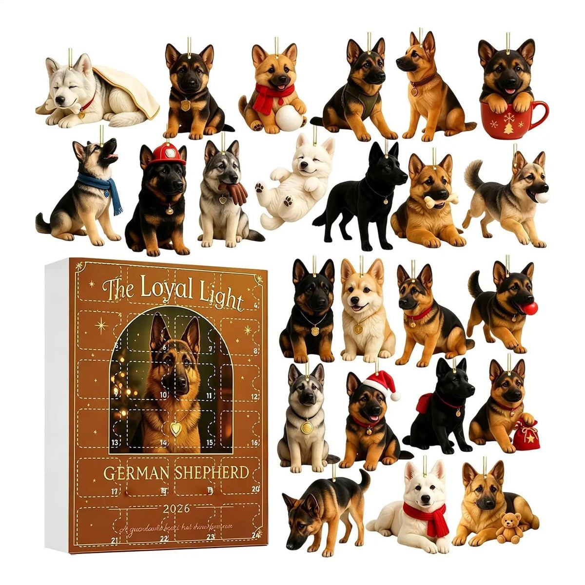 2026 Christmas German Shepherd Advent Calendar - 24 Pieces of 2D Flat Decorations — photo 1