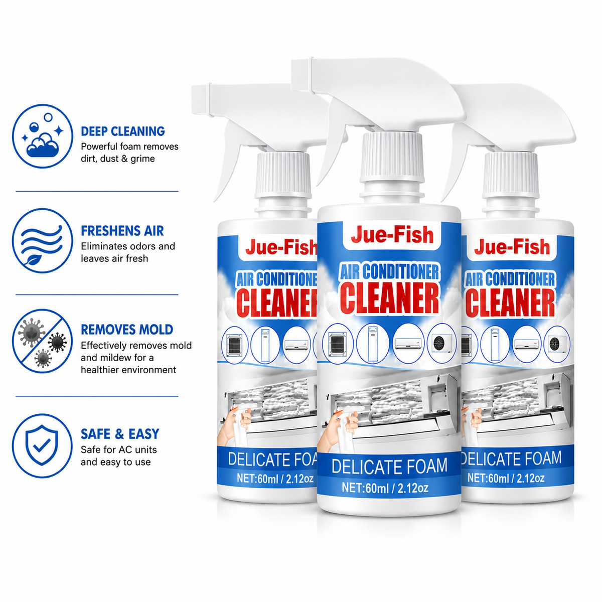 3 Bottles of Air Conditioner Cleaner Foam Spray — photo 1