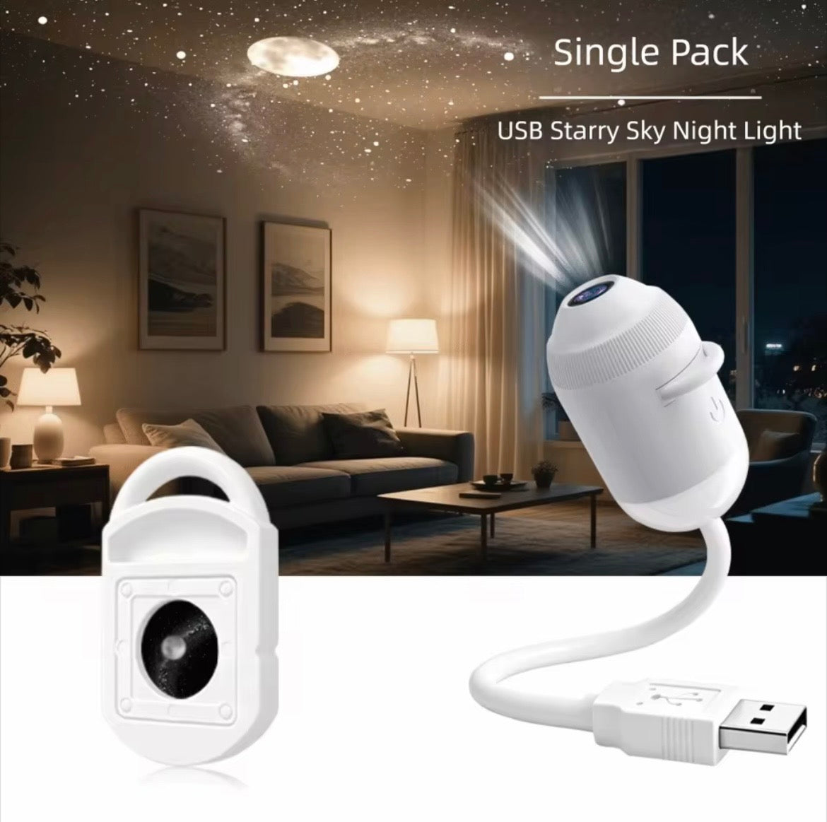 Galaxy Star Projector Night Light – Flexible Gooseneck, 360° Rotating — photo 5