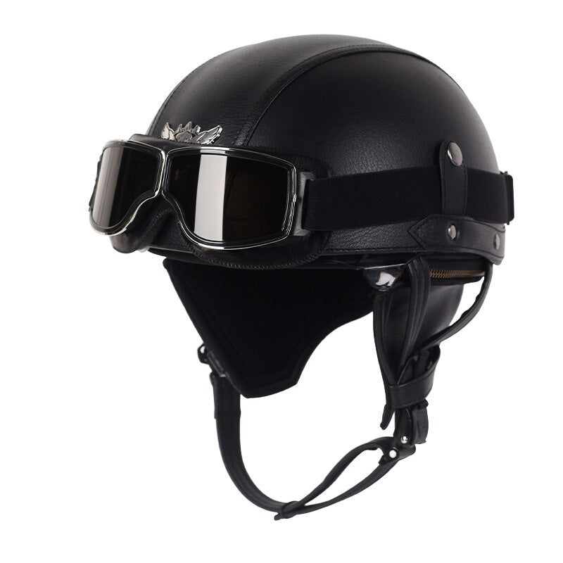 Vintage Style Motorcycle Helmet with Retractable Brown Visor, ABS Shell, EPS Padding and DOT Rating — photo 5