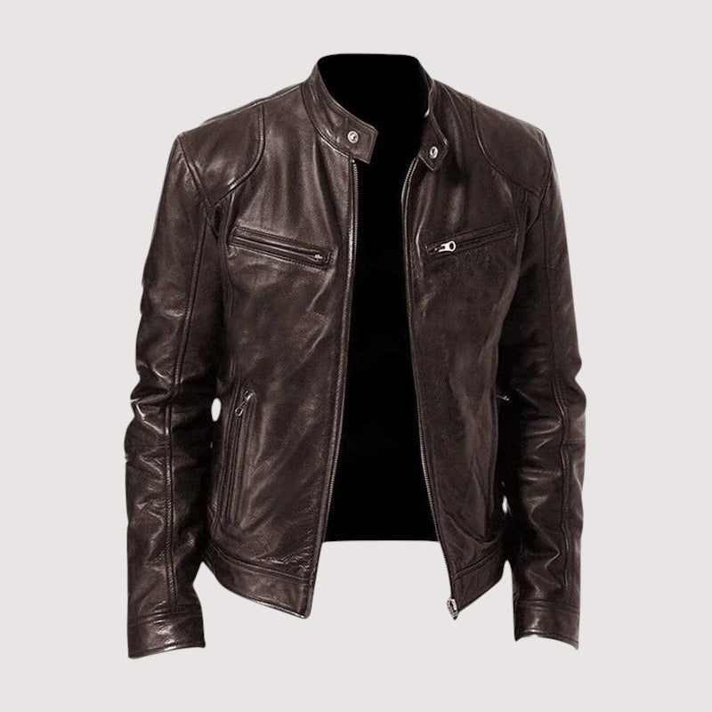 Men's Classic Leather Jacket in a Sleek, Modern Biker Style — photo 6