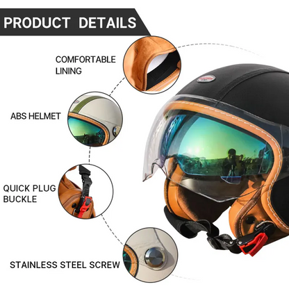 Retro Jet 3/4 Helmet – Open Face Dual Visor DOT/ECE Approved | meowbutter — photo 5