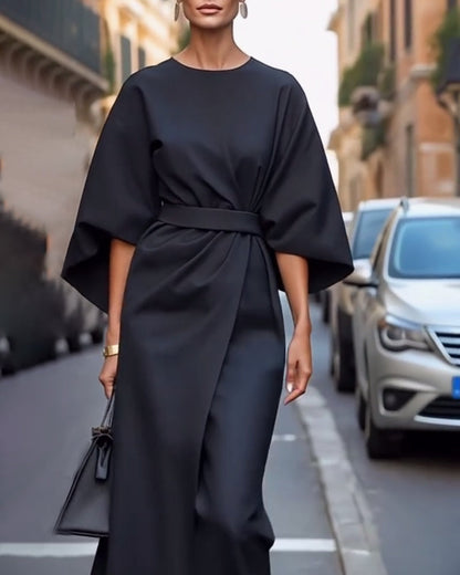 Elegant Belted Dress with Lantern Sleeves for Women — photo 6