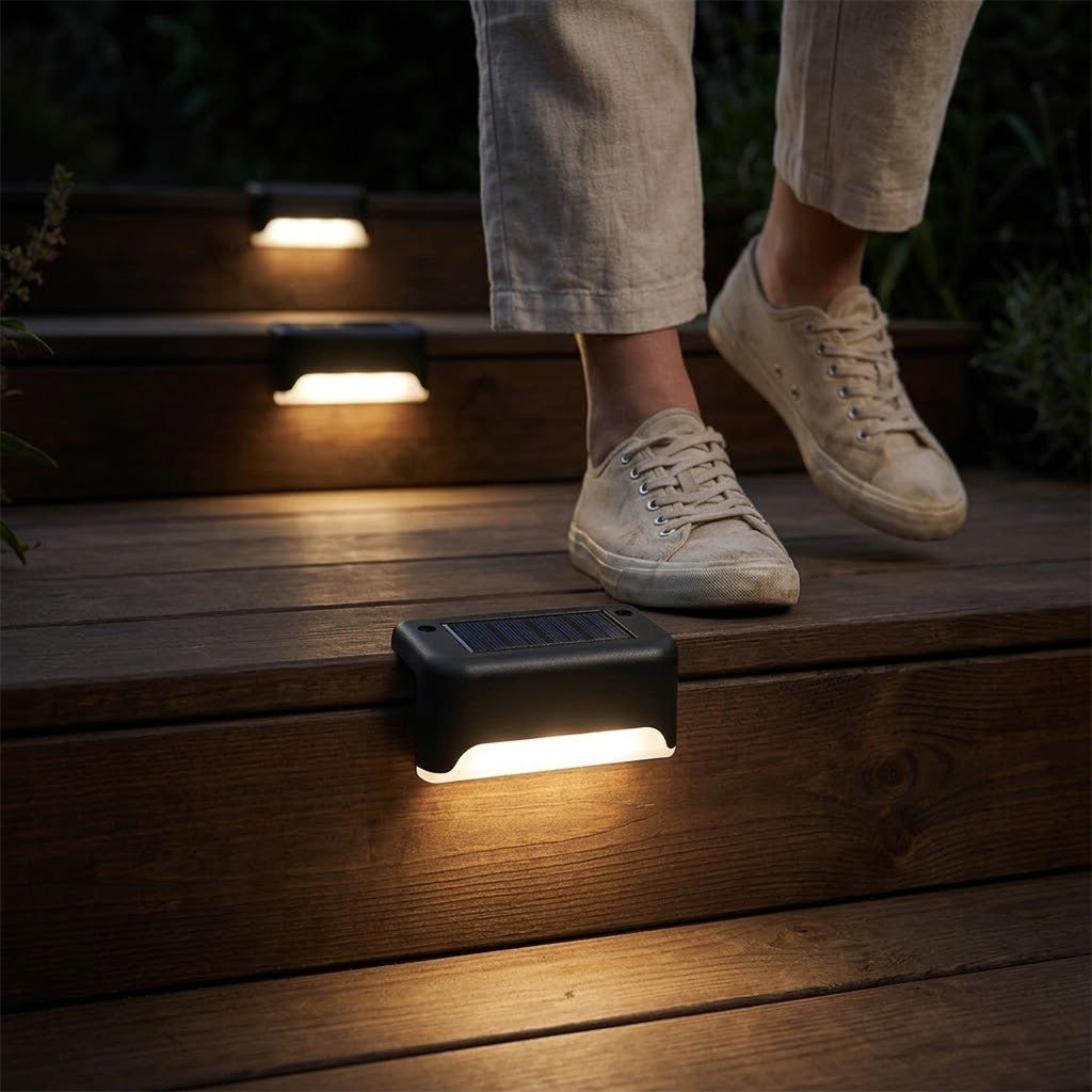 Solar Step Lights, 8-Piece Set with Dusk Sensor - Warm or Cool White — photo 3