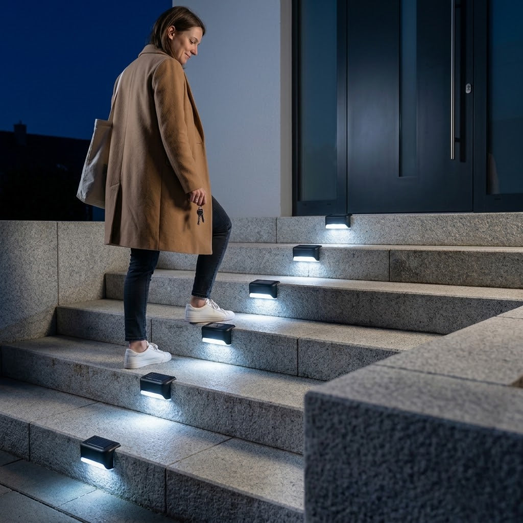 Solar Step Lights, 8-Piece Set with Dusk Sensor - Warm or Cool White — photo 4