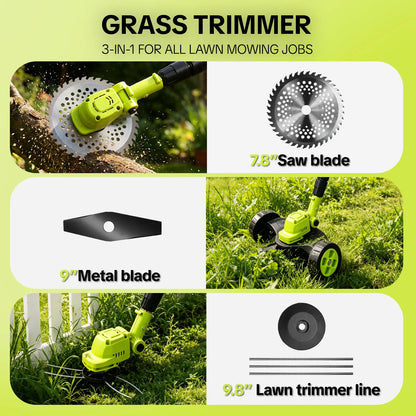 3-in-1 Cordless Lawn Mower & Edger with 2 Batteries — photo 5