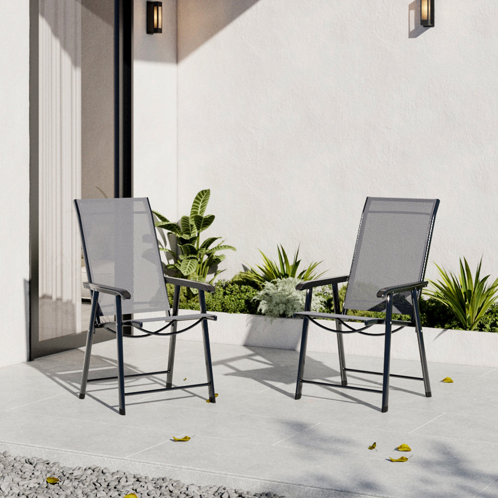 Metallic-Frame and Fabric Foldable Chairs Set of 2 — photo 3