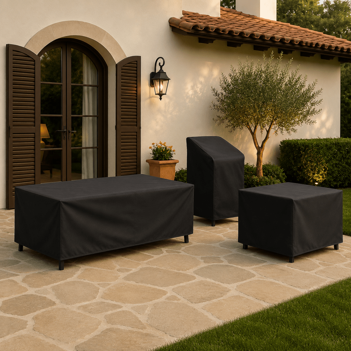 Patio Furniture Cover – Water-Resistant Outdoor Table & Chair Set Cover, Dustproof, Black or Silver, 33 Sizes — photo 1
