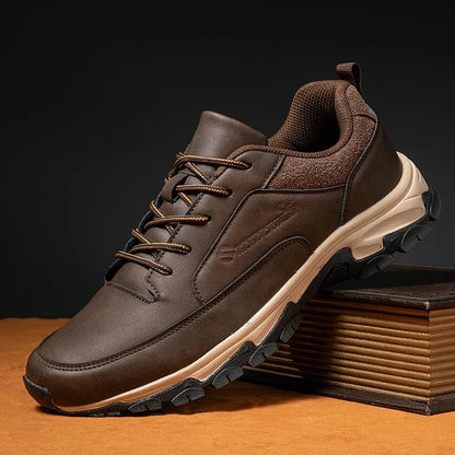 Men's Comfortable Genuine Leather Sneakers with Arch Support and Shock Absorption
