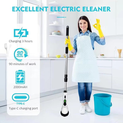 Electric Spin Scrubber with Long Handle | Cordless Rechargeable Power Cleaning Brush with 9 Replaceable Heads | Telescopic Bathroom, Tile, Shower, Bath & Kitchen Scrubber | USB-C — photo 4