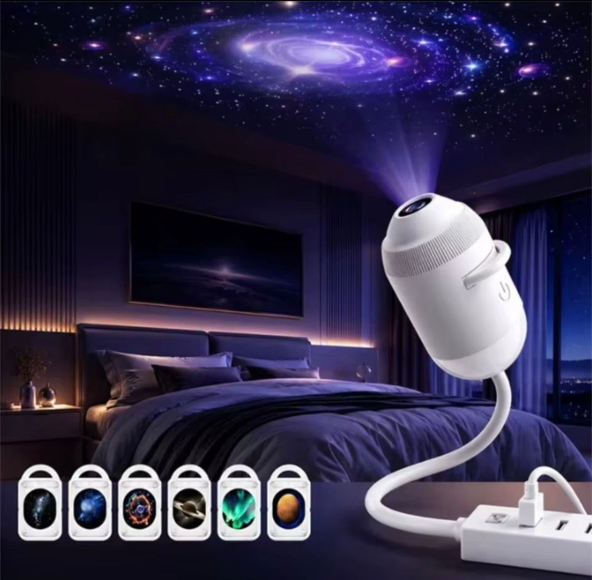 Galaxy Star Projector Night Light – Flexible Gooseneck, 360° Rotating — photo 1