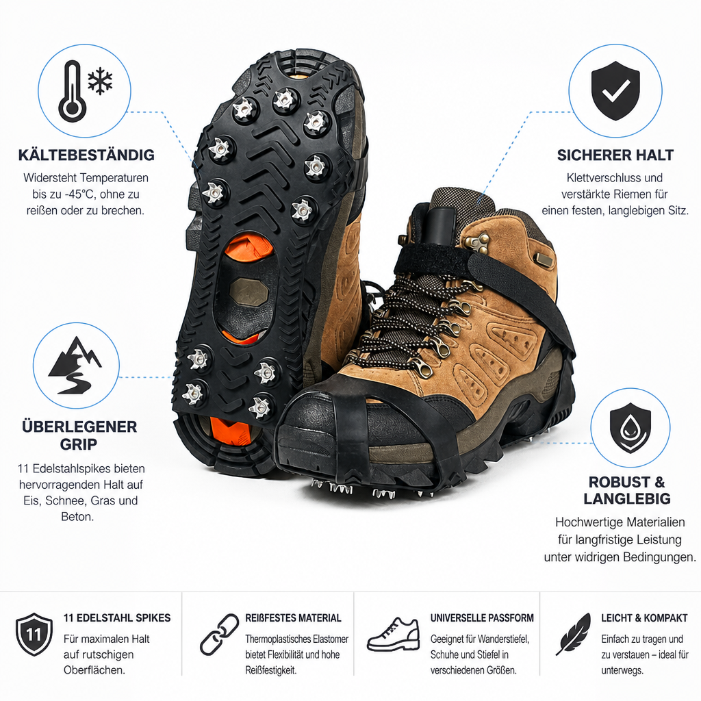 11-Spike Stainless Steel Ice Cleats for Shoes and Boots (Pair) — photo 5