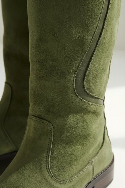 Buckle Suede Lug Sole Knee High Boots — photo 4