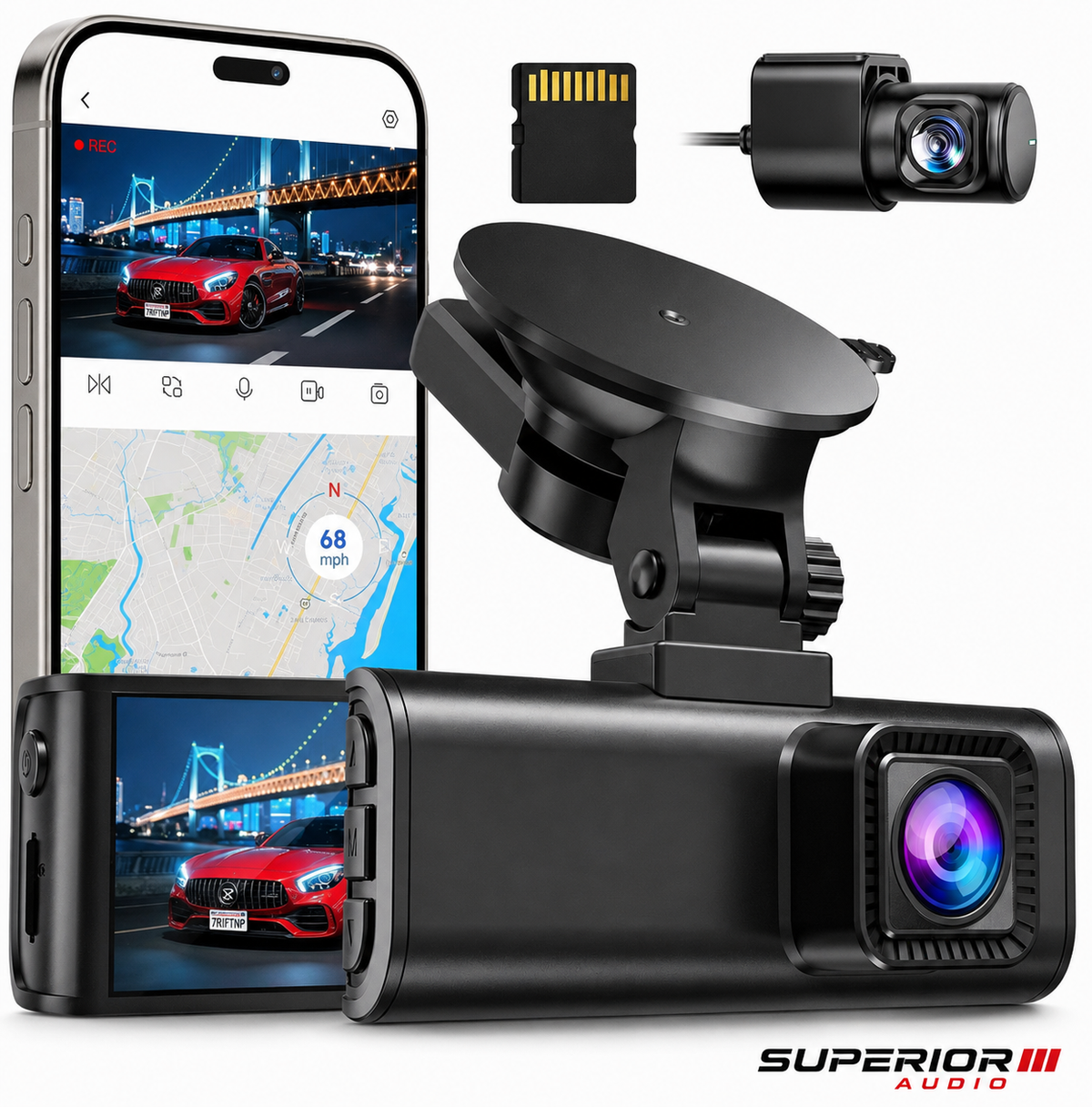 4K Dash Cam Front & Rear — Night Vision, 5.8GHz Wi-Fi, GPS, 128GB Included — photo 1