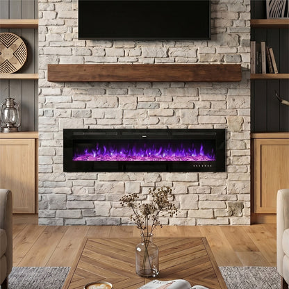 70/80 Inch Wall Mounted/Insert Electric Fireplace with 12 Colour Settings — photo 1
