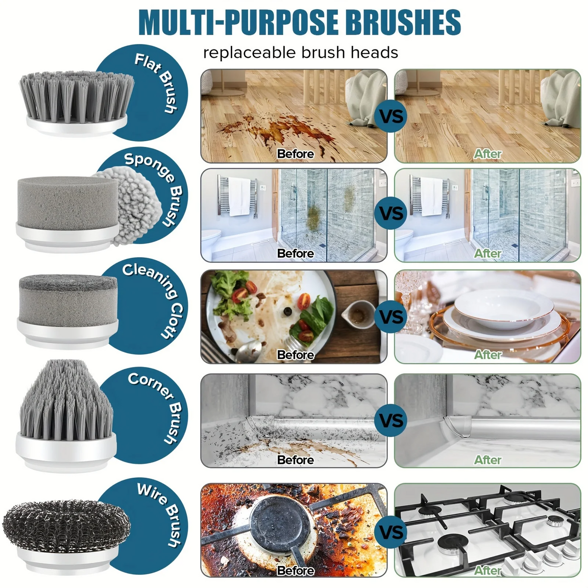 9 In 1 Handheld Kitchen Cleaning Cordless Rotary Scrubber — photo 13