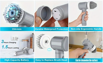 9 In 1 Handheld Kitchen Cleaning Cordless Rotary Scrubber — photo 12