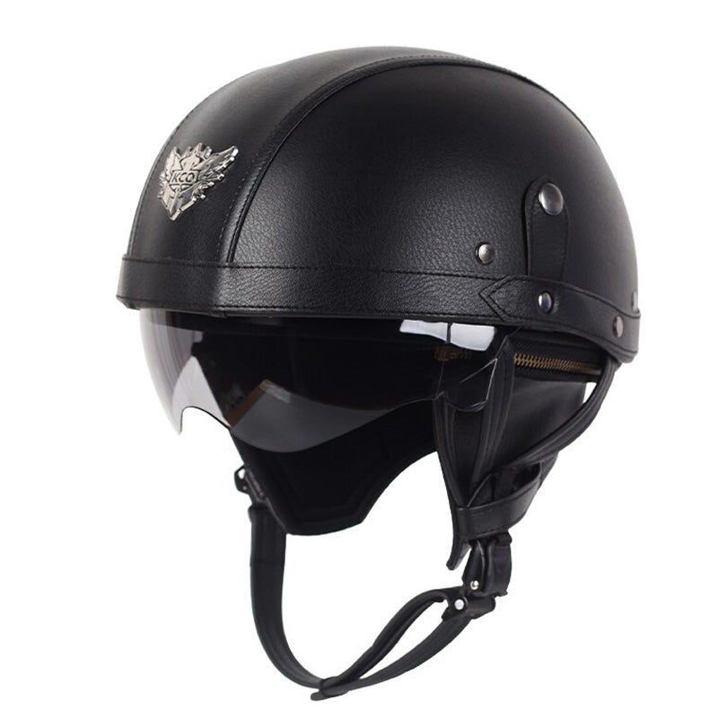 Vintage Style Motorcycle Helmet with Retractable Brown Visor, ABS Shell, EPS Padding and DOT Rating — photo 7
