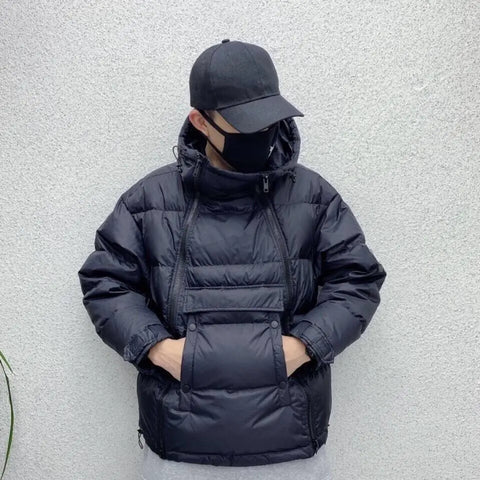 Men's Puffer Jacket with Hood – Shiny Quilted Winter Coat with Double Zipper, Black, M-5XL – Hommes Winter Warmer — photo 6