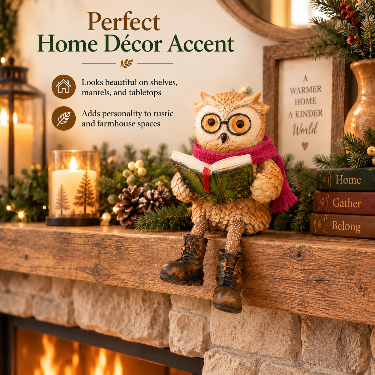 Nordspur | Cute Ornamental Figure of a Reading Owl — photo 5