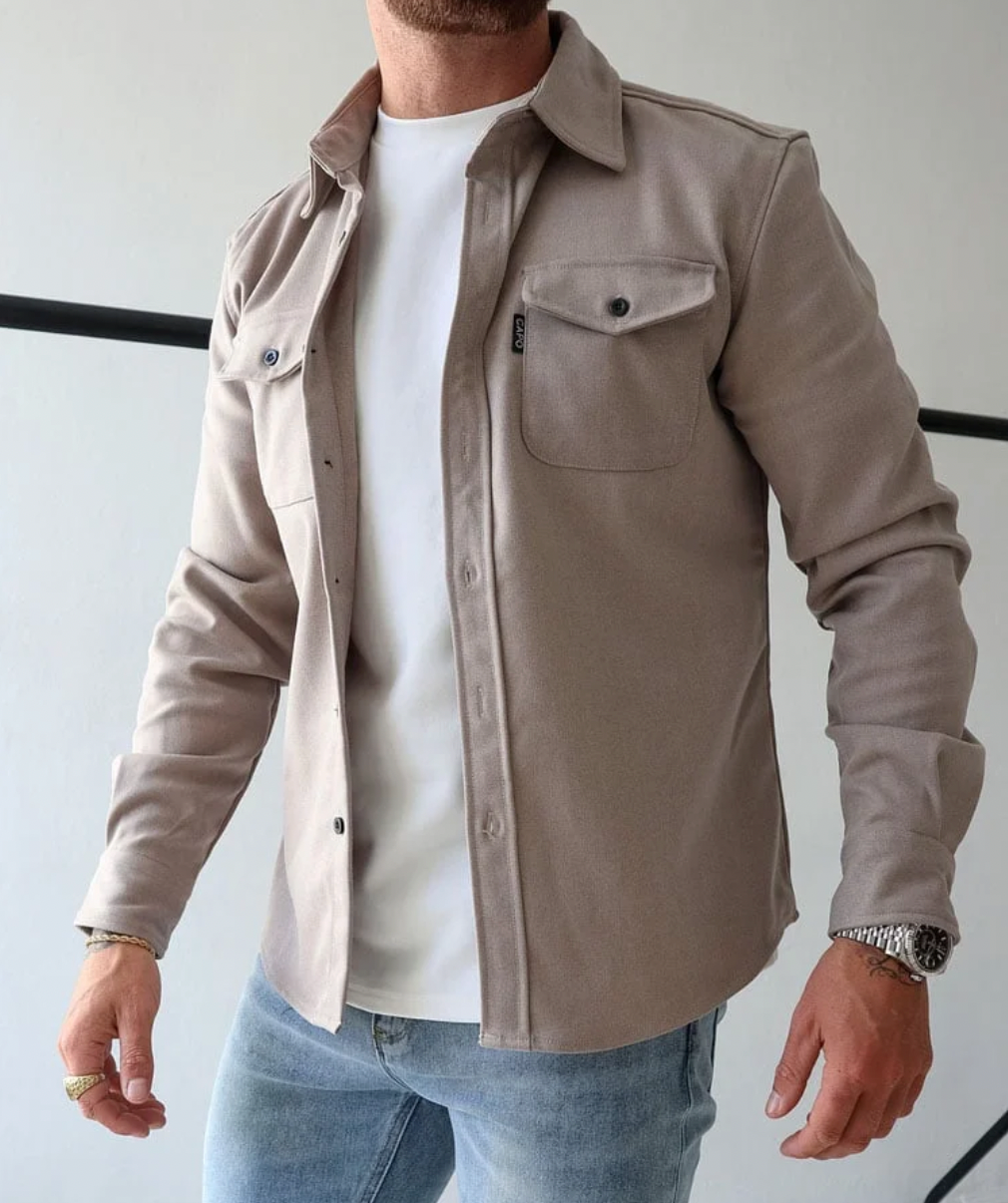 Men's Casual Shirt Jacket with Button Front and Chest Pockets — photo 8
