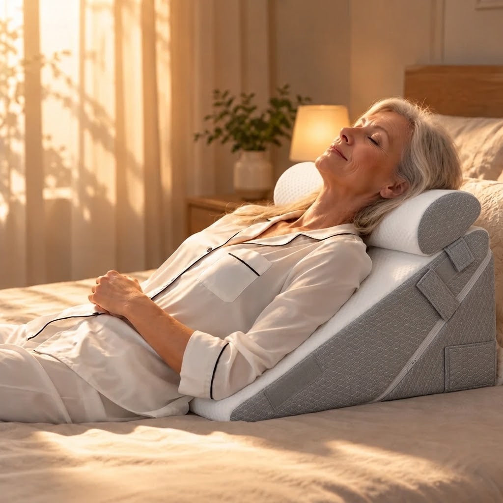 Adjustable Wedge Pillow with Neck Roll and Memory Foam, 56 × 56 cm — photo 2