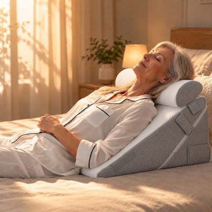 Adjustable Wedge Pillow with Neck Roll and Memory Foam, 56 × 56 cm — photo 2