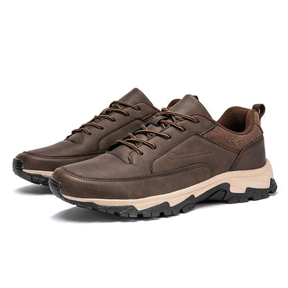 Men's Comfortable Genuine Leather Sneakers with Arch Support and Shock Absorption