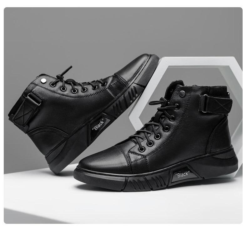 Black Casual Versatile Men's Leather Ankle Boots — photo 1