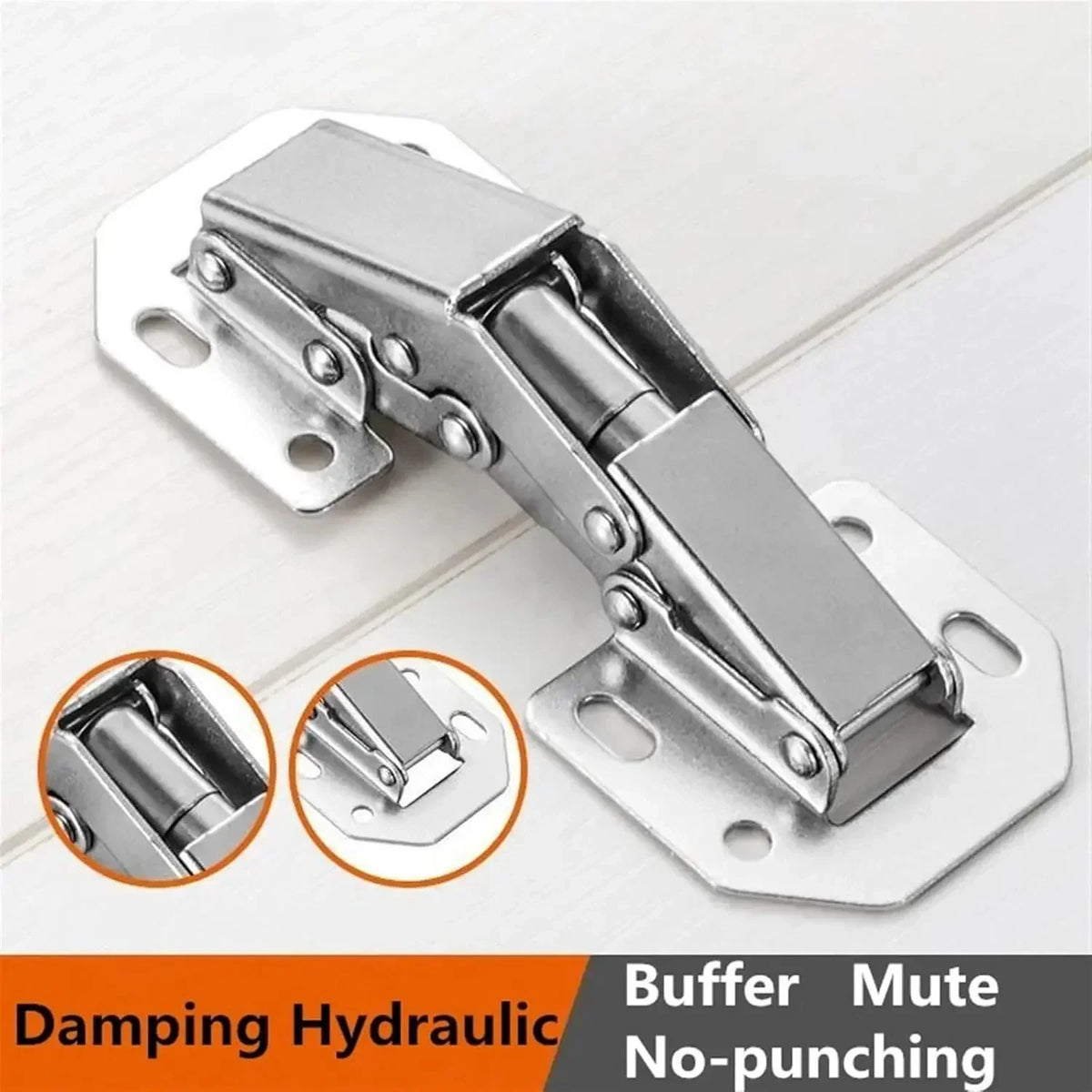 Cabinet Hinges | Hydraulic Soft-Close & Nickel-Plated Steel For Frameless Doors | Pack of 10 — photo 5