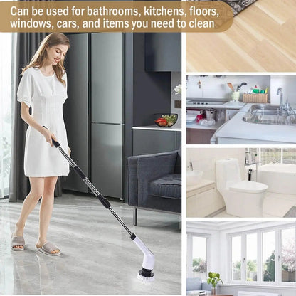 Electric Spin Scrubber with Long Handle | Cordless Rechargeable Power Cleaning Brush with 9 Replaceable Heads | Telescopic Bathroom, Tile, Shower, Bath & Kitchen Scrubber | USB-C — photo 7