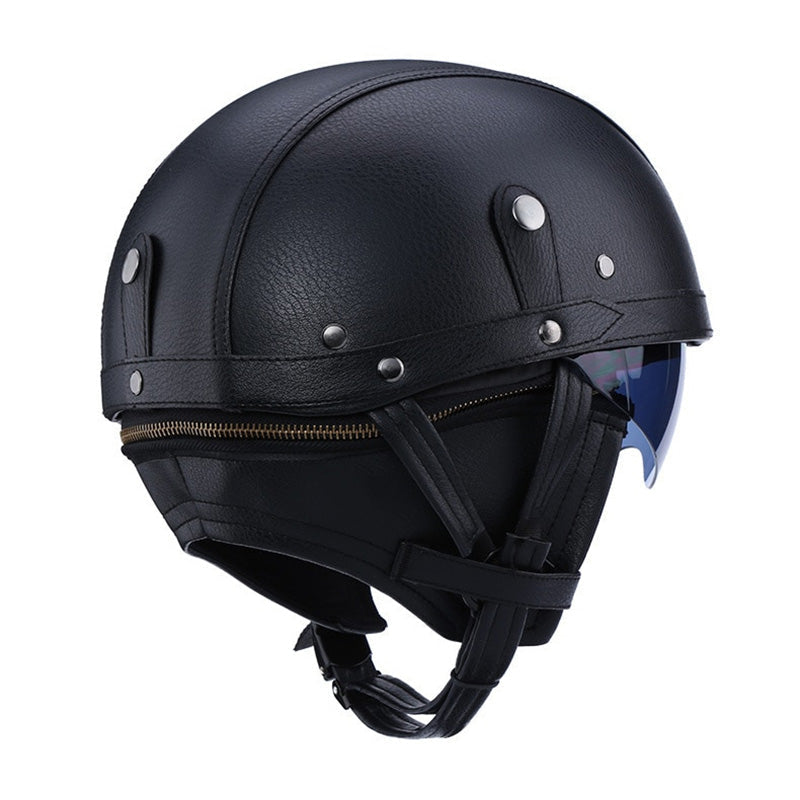 Vintage Style Motorcycle Helmet with Retractable Brown Visor, ABS Shell, EPS Padding and DOT Rating — photo 3