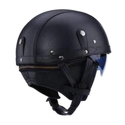 Vintage Style Motorcycle Helmet with Retractable Brown Visor, ABS Shell, EPS Padding and DOT Rating — photo 3