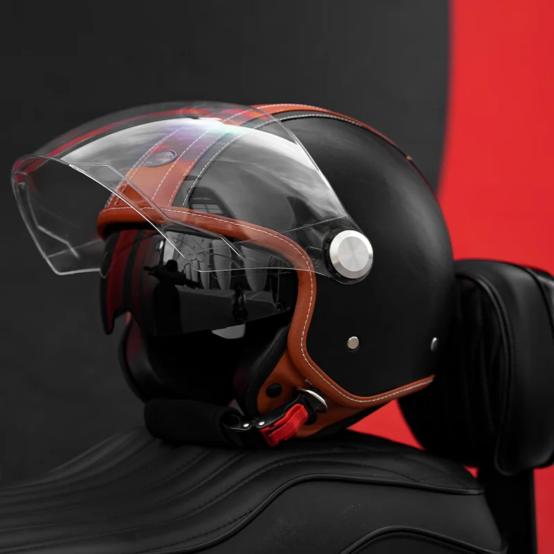 Retro Jet 3/4 Helmet – Open Face Dual Visor DOT/ECE Approved | meowbutter — photo 4