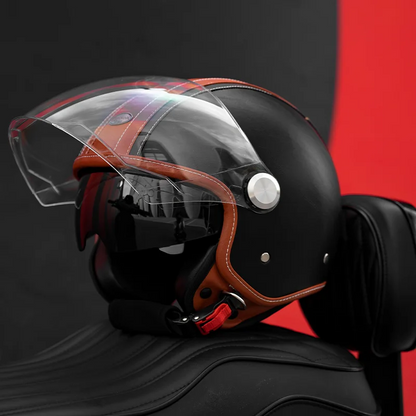 Retro Jet 3/4 Helmet – Open Face Dual Visor DOT/ECE Approved | meowbutter — photo 4