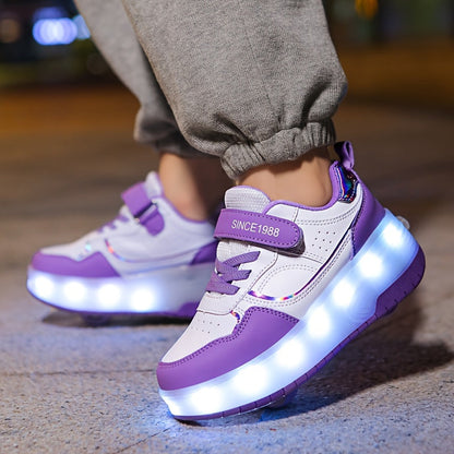 Children's Roller Sneakers with Retractable Wheels and Rechargeable LED Light-Up Sole — photo 2