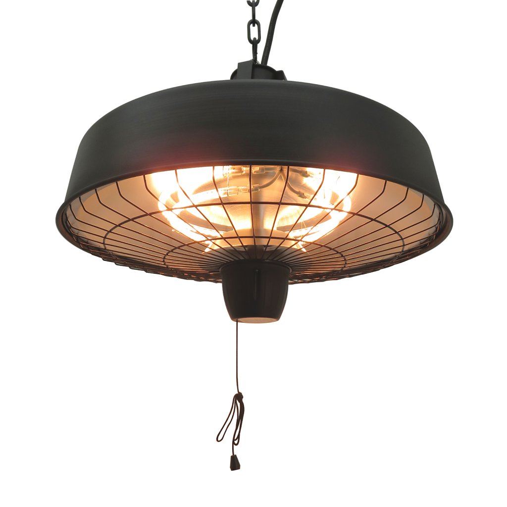 2500W Hanging Infrared Halogen Patio Heater with Light – Black — photo 1
