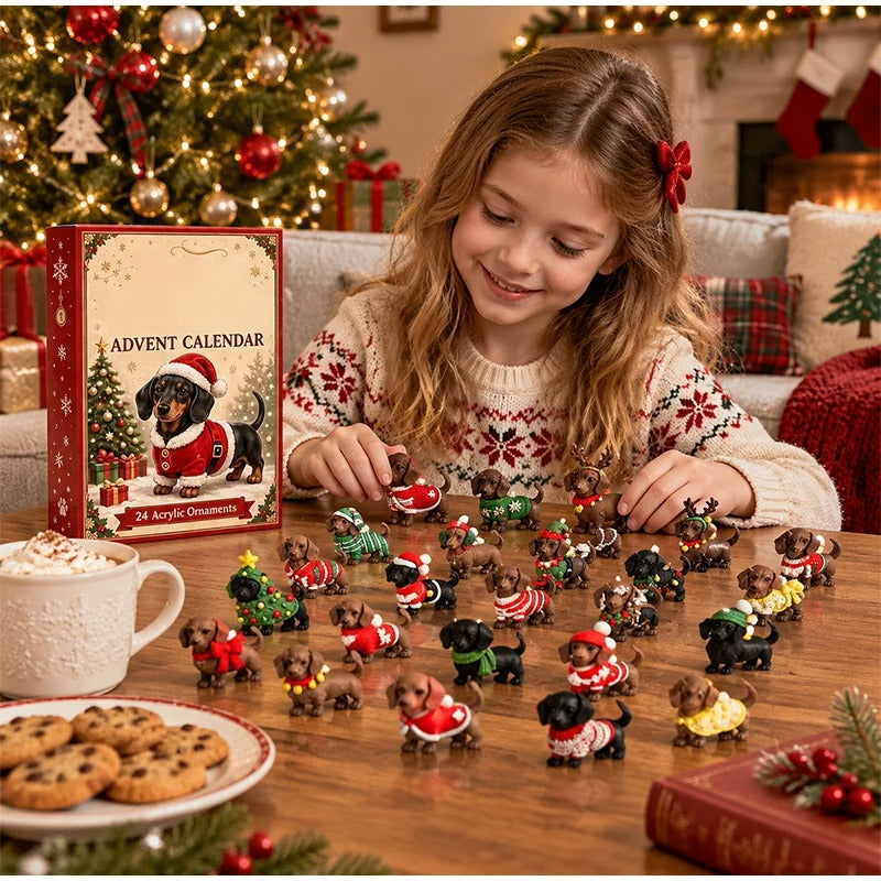 New 2026 Christmas Advent Calendar 24 Days Countdown Calendar 3D Cute Dog Dachshund Ornament Christmas Decoration Gift Calendar — photo 4