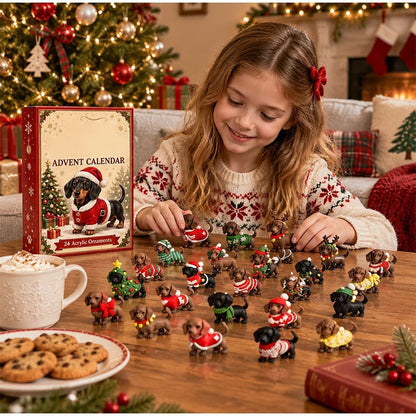 New 2026 Christmas Advent Calendar 24 Days Countdown Calendar 3D Cute Dog Dachshund Ornament Christmas Decoration Gift Calendar — photo 4