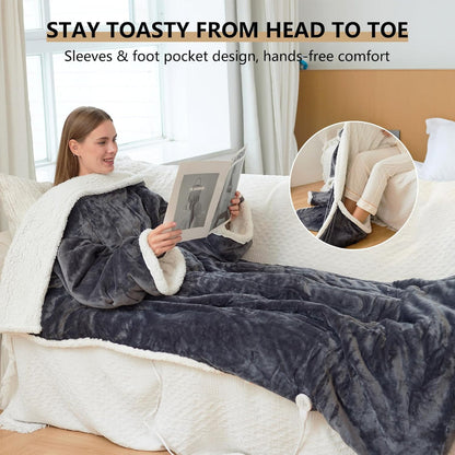 Wearable Electric Heated Blanket with Sherpa Fleece Lining, Sleeves & 6 Heat Settings — photo 11