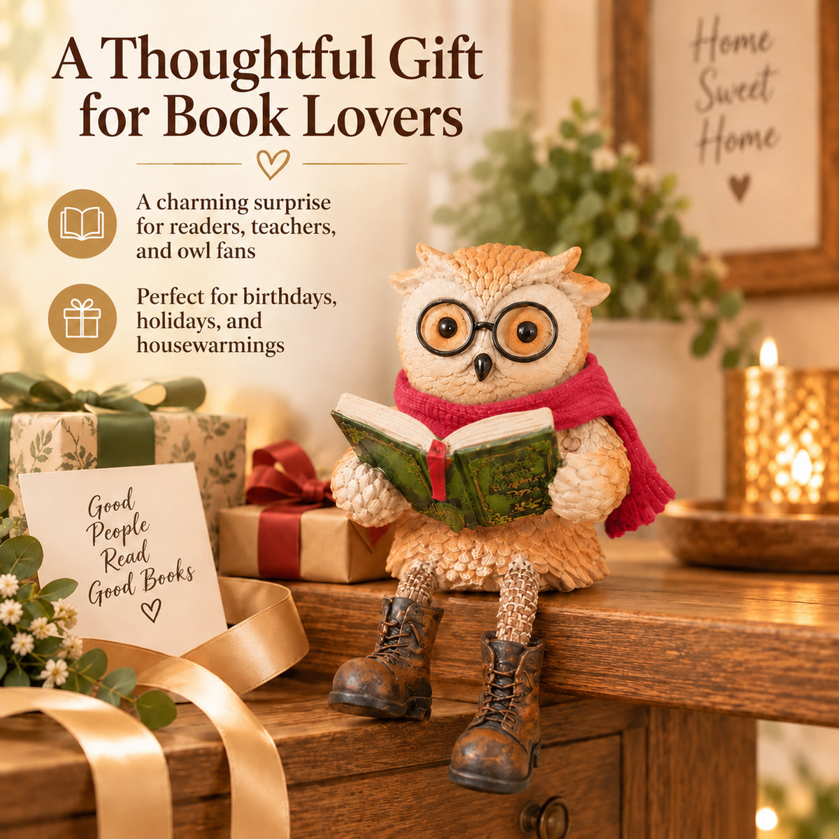Nordspur | Cute Ornamental Figure of a Reading Owl — photo 14