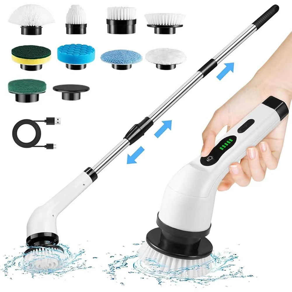Electric Spin Scrubber with Long Handle | Cordless Rechargeable Power Cleaning Brush with 9 Replaceable Heads | Telescopic Bathroom, Tile, Shower, Bath & Kitchen Scrubber | USB-C — photo 8