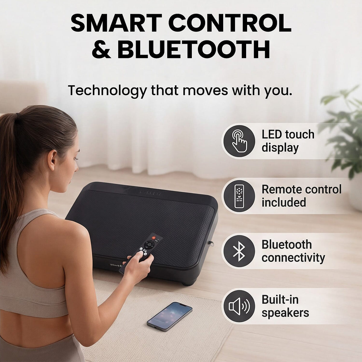 Bliss - Beyond Vibration Plate Exercise Machine - 99 Speeds, Bluetooth, 400 lb Capacity — photo 4