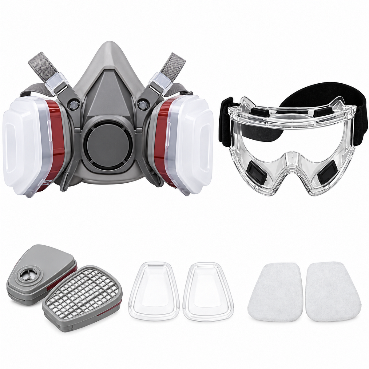 7-in-1/16-in-1 Half Face Respirator Mask with Replaceable Filters for Painting & Spraying — photo 5